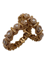 Gold Plated Antique Kundan Kada Bangles Set